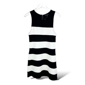 Sanctuary Bold Black/White Striped Bodycon Sheath Dress exposed Zip Sz M New